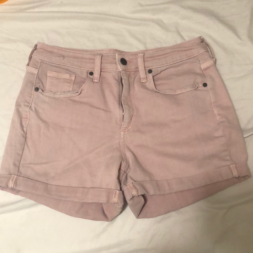 Jean shorts, faded pink color